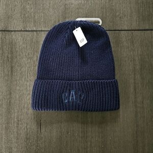 GAP Beanie Hat Toboggan Ribbed Navy Blue Women's OSFM One Size Embroidered